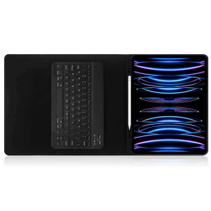 Калъф fixGuard Active Smart Cover, Keyboard, PenSlot за Samsung Galaxy Tab S7+ Plus / S8+ Plus / S7 FE 12.4", Black