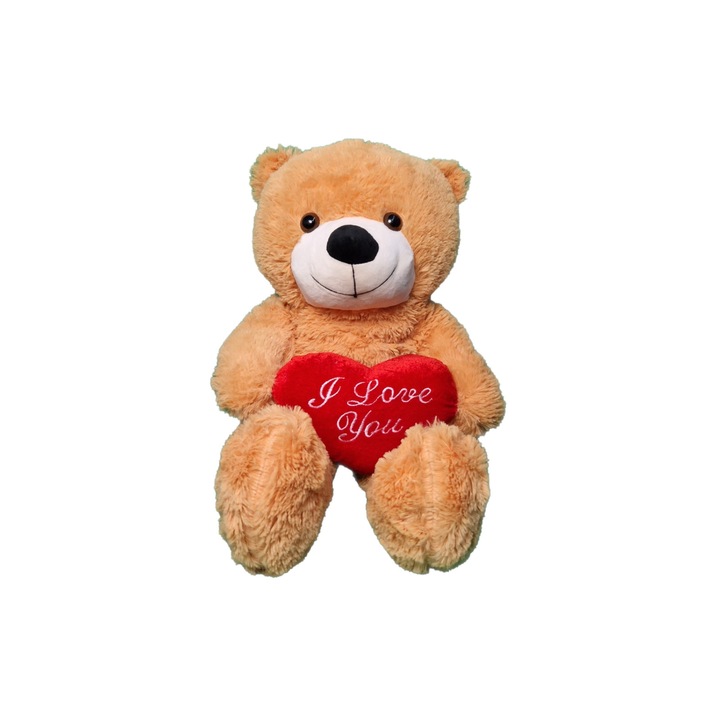 Urs plus cu inima rosie 65cm