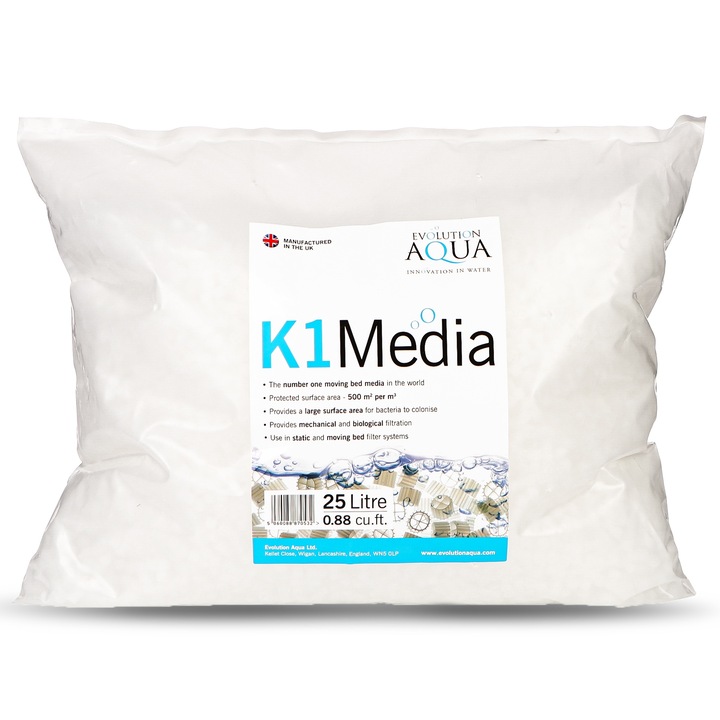 Филтърен материал за аквариум Aqua K1 Media, Evolution, Бял, 25 L