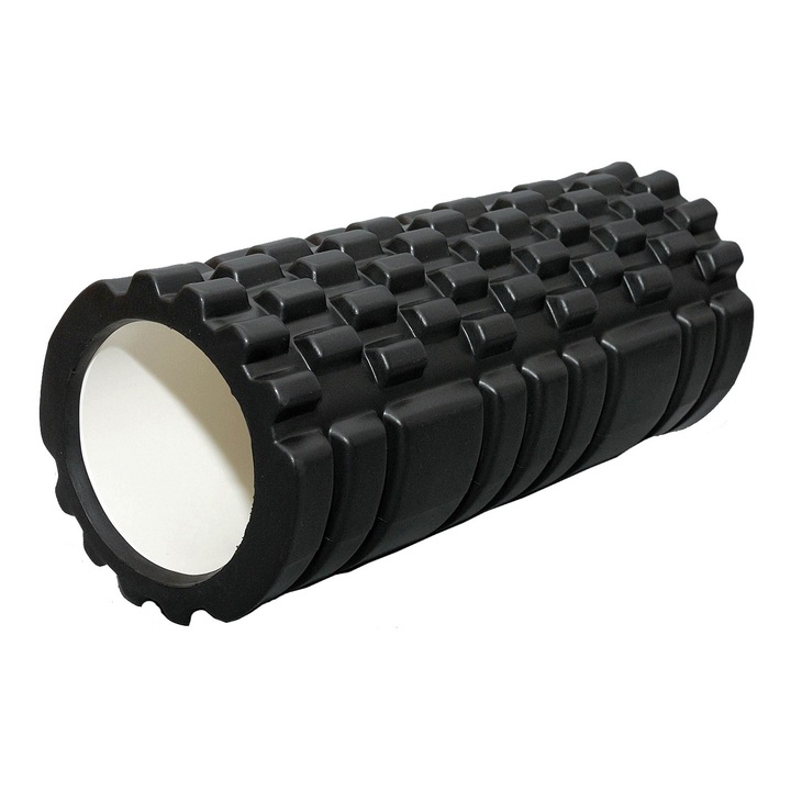 Cilindru masaj / yoga, din spuma dura, nedeformabil, Negru/Alb, Effea Sport