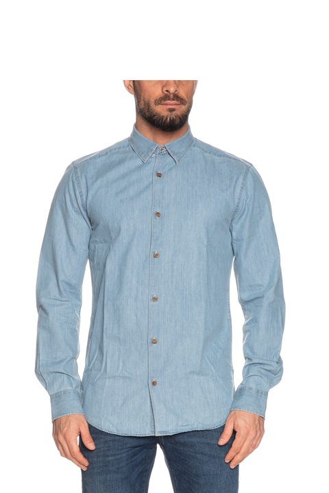 Мъжка памучна риза, Slim Fit, Only&Sons-Onsask Ls Chambray