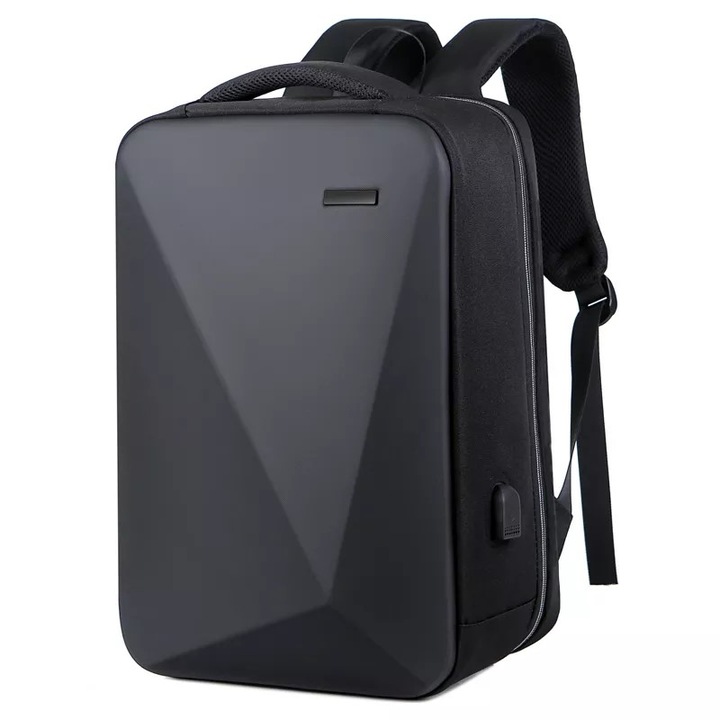 Rucsac laptop 15.6" smart casual cu carcasa rigida EVA, sistem antifurt, port de incarcare USB, ESCALATE, 30x17x44 cm, Negru