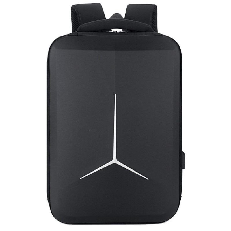 Rucsac laptop 15.6" casual cu carcasa rigida EVA, port de incarcare USB, Escalate, 30x15x44 cm, Negru