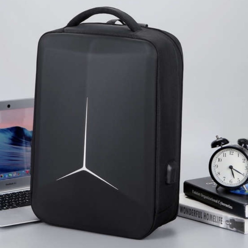 Rucsac laptop 15.6" casual cu carcasa rigida EVA, port de incarcare USB, Escalate, 30x15x44 cm, Negru