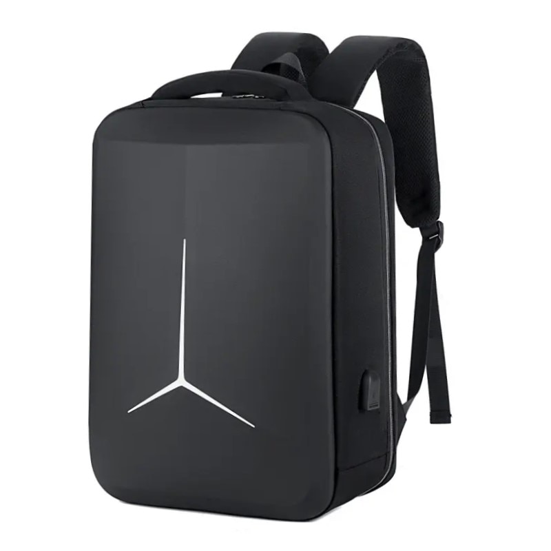 Rucsac laptop 15.6" casual cu carcasa rigida EVA, port de incarcare USB, Escalate, 30x15x44 cm, Negru