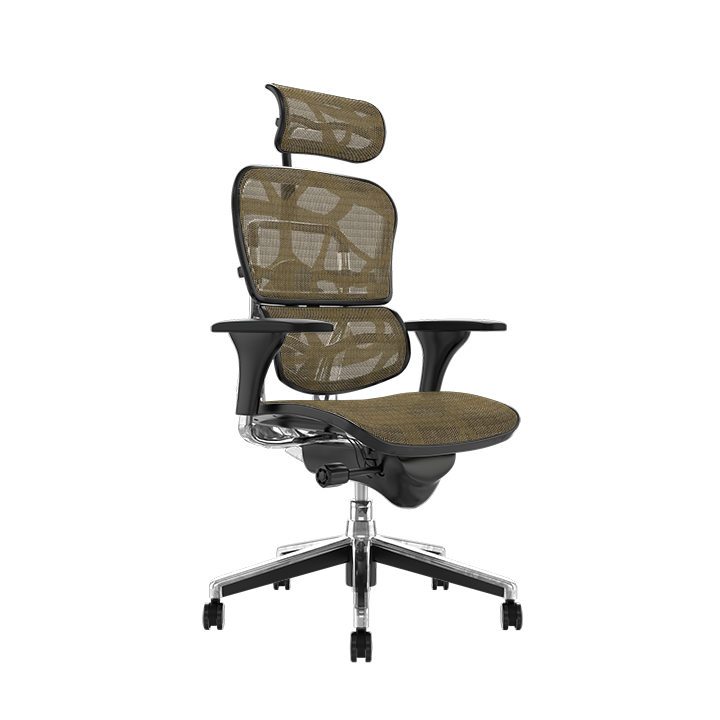 QMOBILI Ergohuman v1 Plus Bronze szék, ZB háló, 2D fejtámla, deréktámasz, 3D állítható karok, fordítható ülés, alumínium talp