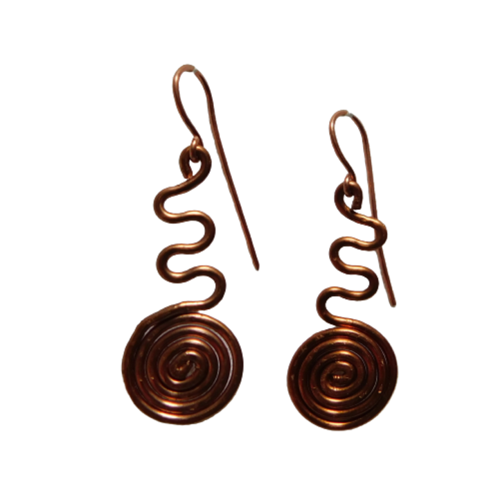 Cercei din cupru, only copper cu spirale