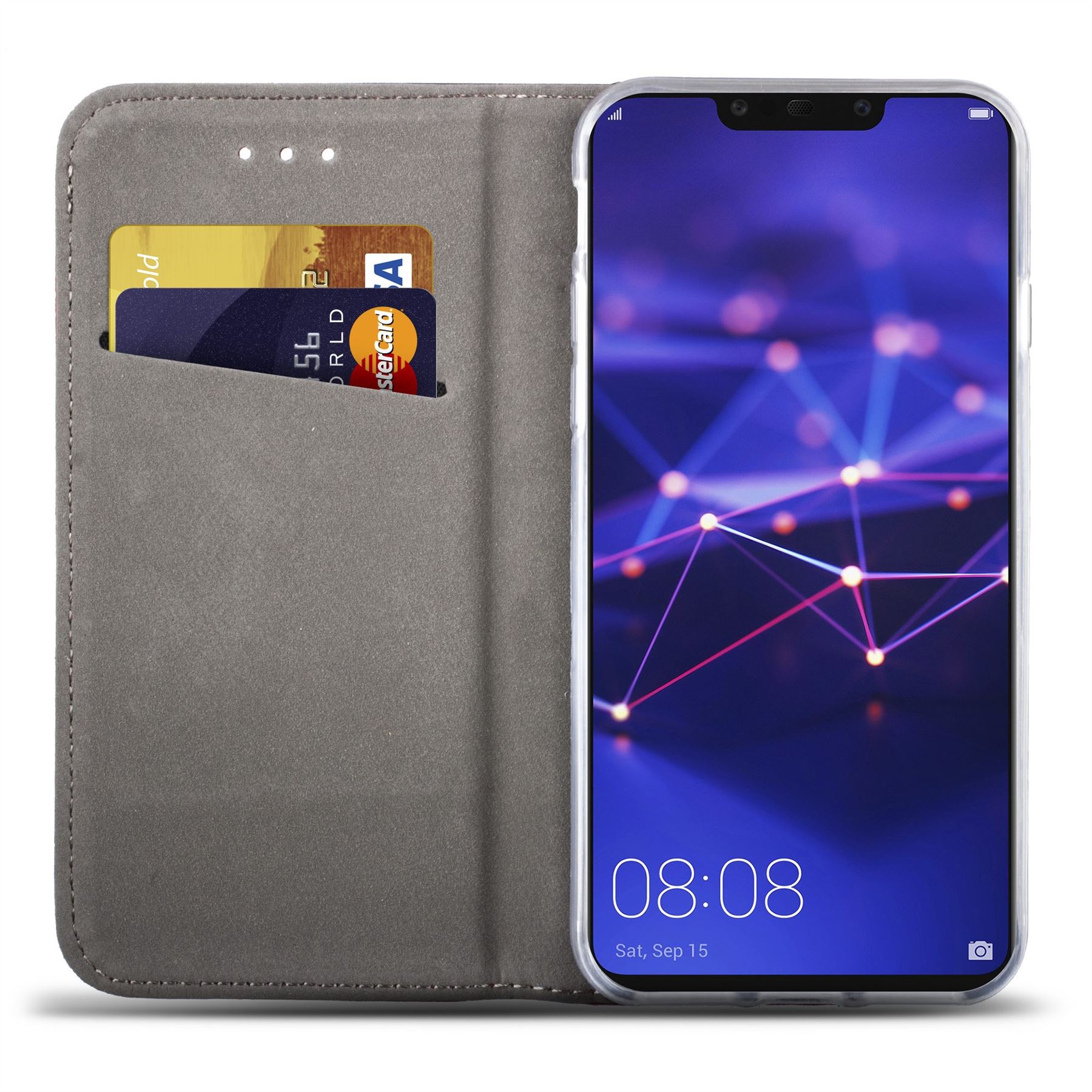 Posanter Cover per Huawei P Smart/Enjoy 7S, Flip Custodia Portafoglio Caso Libro Pelle PU e TPU Silicone Antiurto, Ultra Sottile con Chiusura Magnetica e Tasca per Carte Flip Wallet Caso (Nero