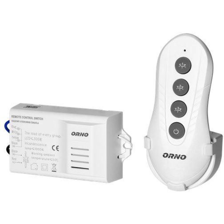 Controller de iluminare cu telecomanda, Orno, Wireless, Alb