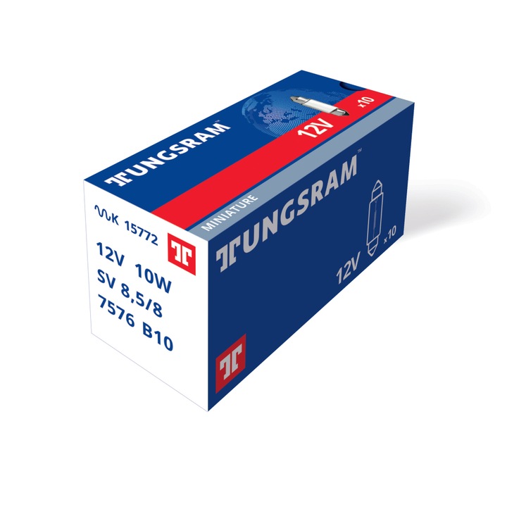 Крушка Tungsram, Сулфидна 12V, C10W, 7576, дълга, 93103619