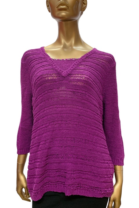 Charles Vögele női pulóver, 0863404 10-102, áttört kivitel, bő szabású, pamut, L, lila