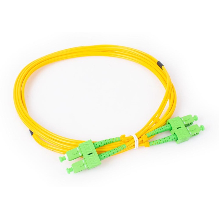 Cablu retea pentru fibra optica, Getfort, 2m, Galben/Verde