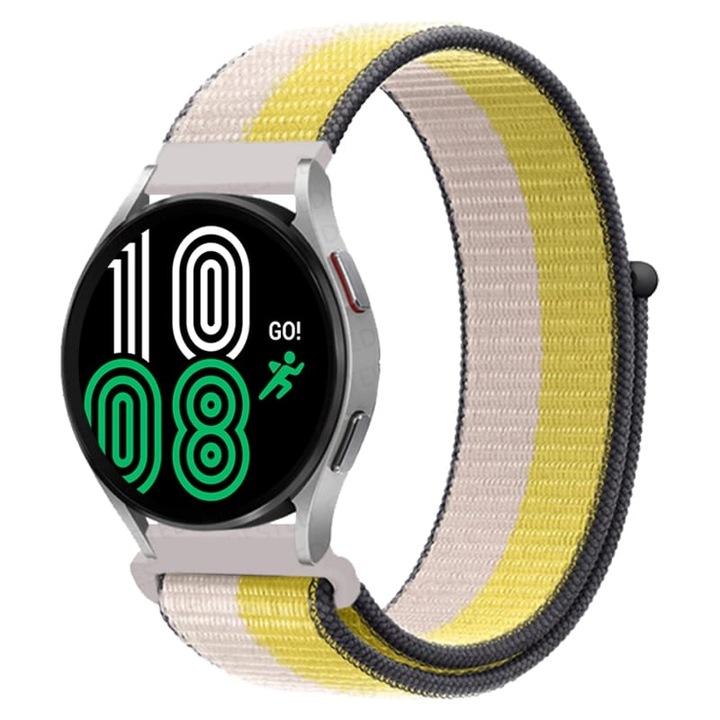 OEM Nylon textil szíj, Quick Release, kompatibilis a Classic Samsung Active / Active 2 / Galaxy Watch / Huawei Watch GT 2 / GT 3 42 mm / Amazfit BIP GTS 2 3 4 / GTR GTS mini, szélesség 20 mm, Lemon