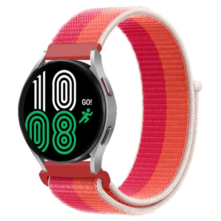 OEM Nylon textil szíj, Quick Release, kompatibilis a Classic Samsung Active / Active 2 / Galaxy Watch / Huawei Watch GT 2 / GT 3 42 mm / Amazfit BIP GTS 2 3 4 / GTR GTS mini, szélesség 20 mm, Nectarine/ Papaya