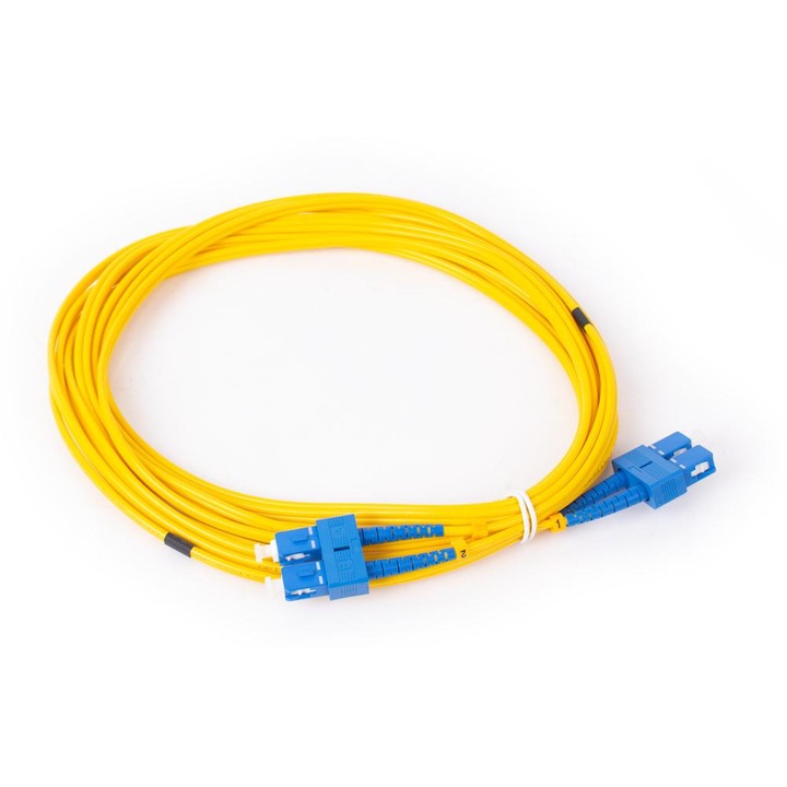 Cablu retea pentru fibra optica, Getfort, 3m, Galben/Albastru