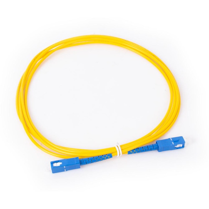 Cablu retea pentru fibra optica, Getfort, 2m, Galben/Albastru