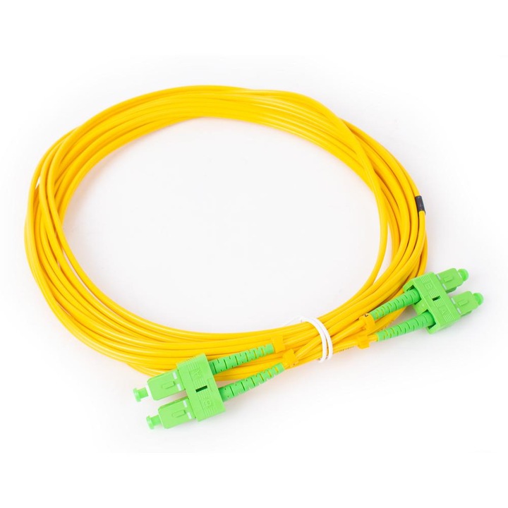 Cablu retea pentru fibra optica, Getfort, 5m, Galben/Verde
