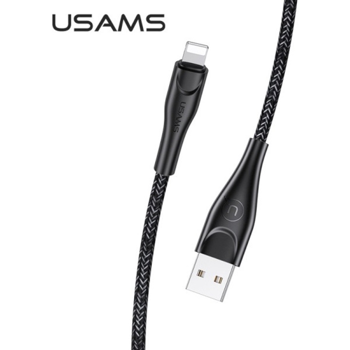 Телефонен кабел за данни, Usams U41 Lightning, 3 м, 2 A, USB01, Бързо зареждане, Черен