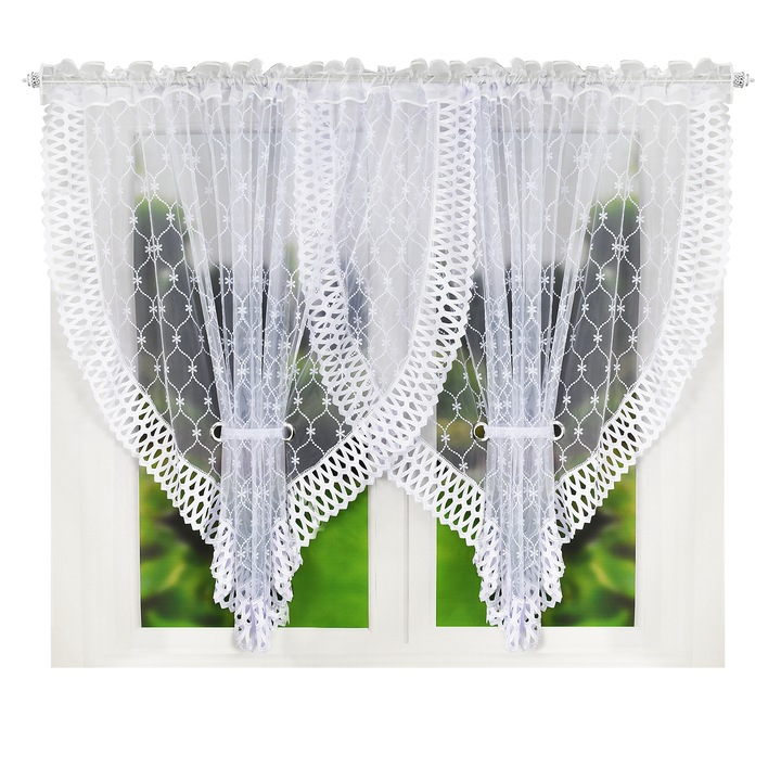 Készre varrt függöny Samara, 400 x 155 cm, Fehér