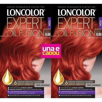 Pachet promo Loncolor Expert Oil Fusion 8.66 Rosu Intens Deschis, 2 bucati Pachet promo Loncolor Expert Oil Fusion 8.66 Rosu Intens Deschis, 2 bucati
