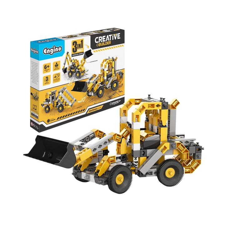 Engino Creative Builder kerekes rakodó építőkészlet, 3 az 1-ben