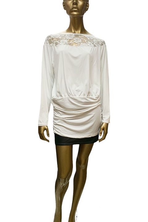 Tunica dama JUP, Cu dantela pe umeri, Alb