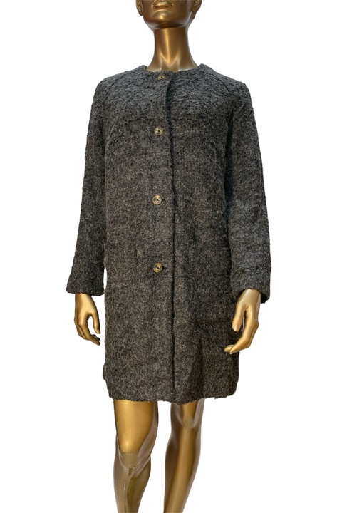 Charles Vögele női kabát 2591381 10-232, őszi-téli szezon, gallér nélküli, nagyméretű zsebek, 42/M, sötétszürke
