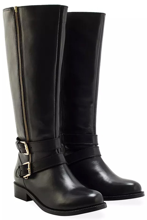 Cizme de damă Redfoot cu fermoar dublu, piele naturală, Negru