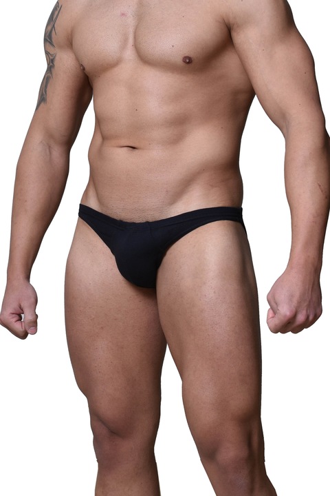 Мъжки бански стринг, прашка, Maxly 01 101, Черен, XL