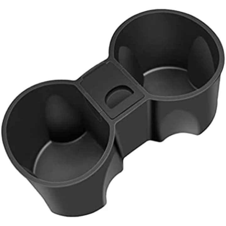 Suport auto pentru pahare, din silicon, cu depozitare incorporata, compatibil cu Tesla Model 3 2021-2023, Tesla Model Y 2021-2024, detasabil, BRAGUS®, negru