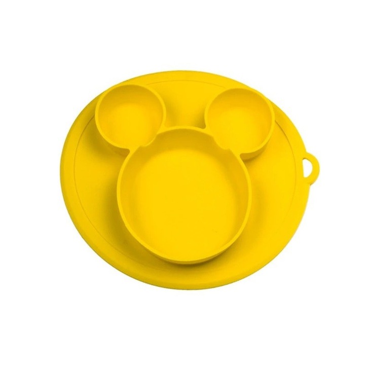 Castron cu trei compartimente, MilaBaby, Silicon, Galben