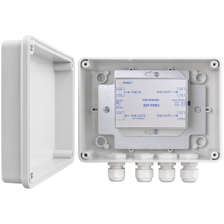 PoE удължител, Pulsar, 20W, бял