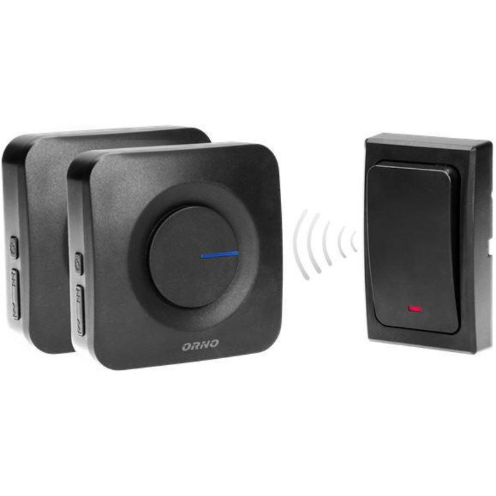 Звънец, Orno, Безжичен, 200м, Черен