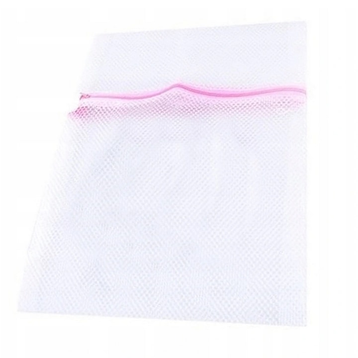 Торба за пране на интимно бельо, Zola®, мрежеста, с цип, бяла, 70x50 см