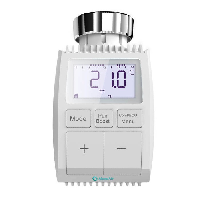 Cap termostat pentru calorifer AlecoAir SMART HA-08 THERMO, ChildLock, ZigBee