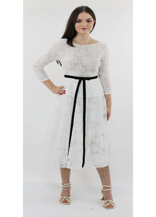 Rochie midi din dantela MINA, Alb