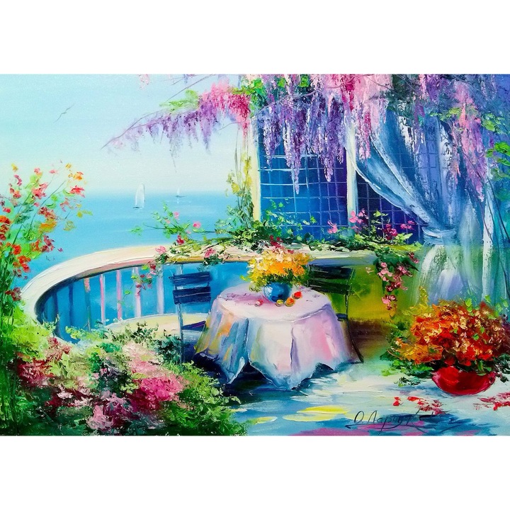 Пъзел ENJOY Flower balcony, 1000 части, Многоцветен