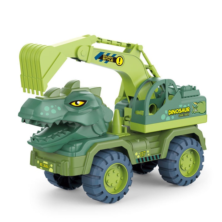 Játék kotrógép dinoszaurusz modellel, a jura dzsungel ihlette, ideális arra, hogy szabad utat engedjen a kicsik fantáziájának