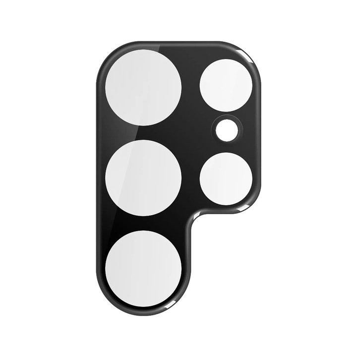 Протектор за камера, За Samsung S23 Ultra, Стъкло, Tempered Glass, 6D, Лепило по цялата повърхност, 9H, Черен