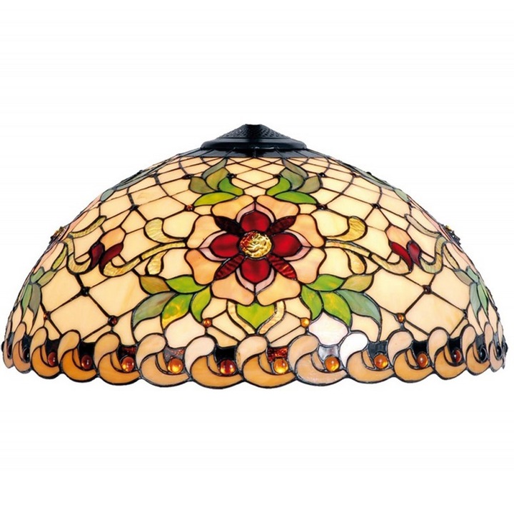 Tiffany üveg és fém lámpabúra 50x25 cm