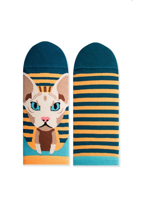 Унисекс къси памучни чорапи Funky Cat 39-42EU, Многоцветни