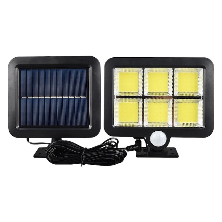 Lampa LED cu incarcare solara, senzori de amurg, miscare si lumina, 3 moduri functionare, telecomanda