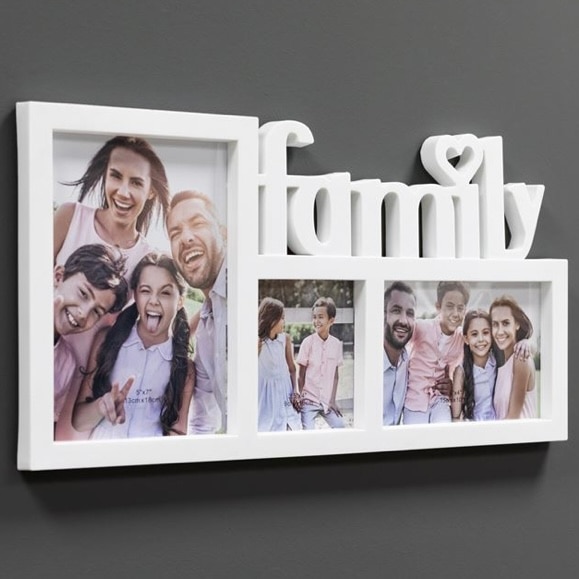 Rama foto, alb, 3 fotografii, ''Family'', pentru perete sau birou, 40 x ...