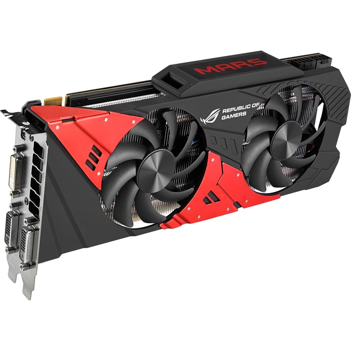 Asus NVIDIA GeForce GTX 760 ROG Mars vidokártya, 4096MB, GDDR5, 256bit, 3x DVI, mini Display Port, Dual GPU