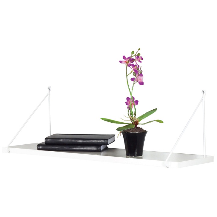 Etajera Armoni Decor, 72 x 20 x 20 cm, alb lucios