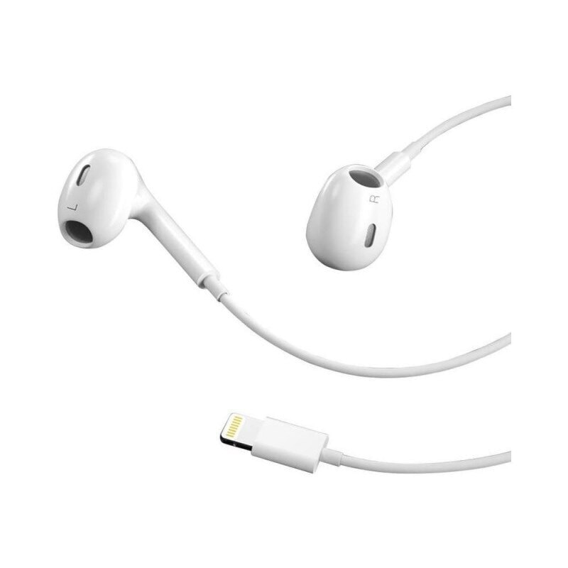 Casti cu fir Stereo XO EP45 Alb, pentru Iphone, tip In-Ear, conector Lightning, 1m, Microfon incorporat