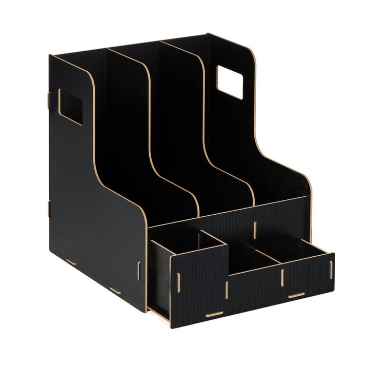 Органайзер за бюро, изработен от МДФ, 27 х 24 х 31,5 см, черен