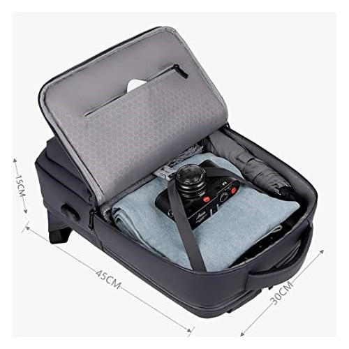 Rucsac laptop 15.6" pentru calatorii, impermeabil, cu port de incarcare USB, ESCALATE, 45x30x15 cm, Negru