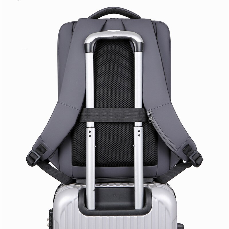 Rucsac laptop 15.6" pentru calatorii, impermeabil, cu port de incarcare USB, ESCALATE, 45x30x15 cm, Gri