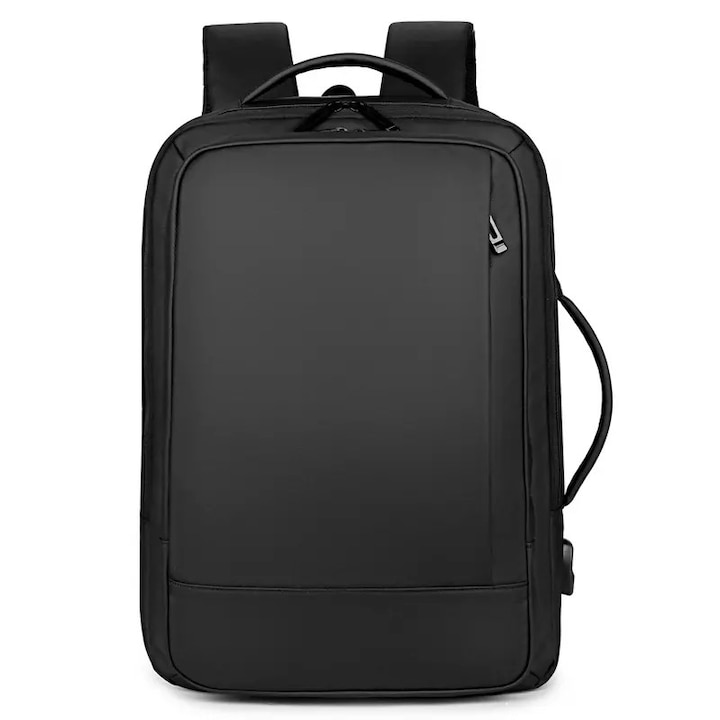 15,6" intelligens üzleti laptop hátizsák utazáshoz, bővíthető, USB töltőporttal, Escalate, 32x10/15x44 cm, fekete